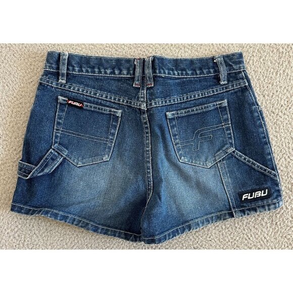 Fubu Denim Womens Denim Shorts Carpenter High Waist 100% Cotton - Picture 11 of 12